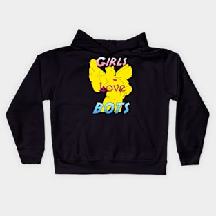 Girls Love Bots V2  Yellow Kids Hoodie